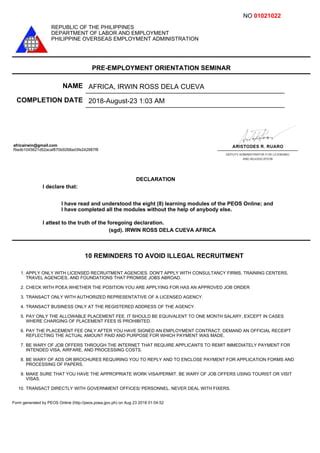 peos certificate|apps poea gov ph.